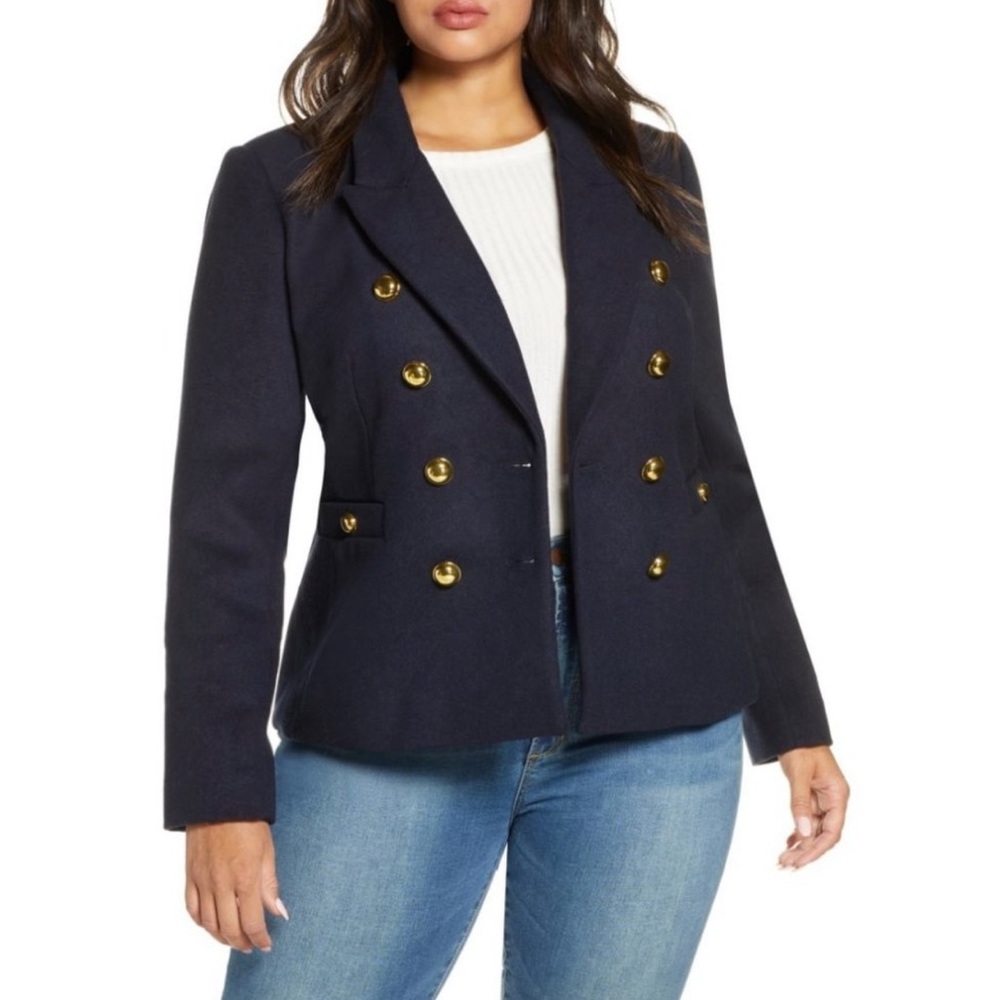 Halogen X Atlantic Pacific Navy Size 8 Crop Blazer Gently used